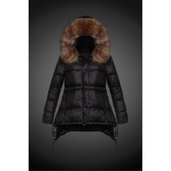 Dam Moncler Vinterjacka with raccoon Jacka Krage Svart