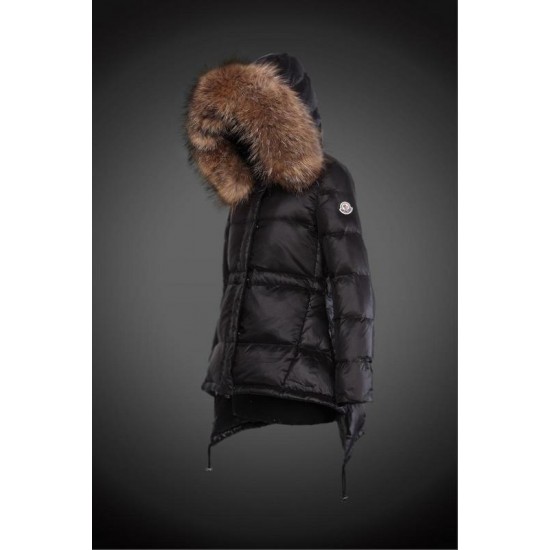 Dam Moncler Vinterjacka with raccoon Jacka Krage Svart