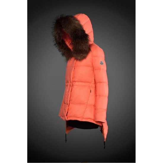 Dam Moncler Vinterjacka with raccoon Jacka Krage orange