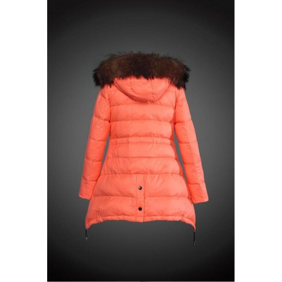 Dam Moncler Vinterjacka with raccoon Jacka Krage orange