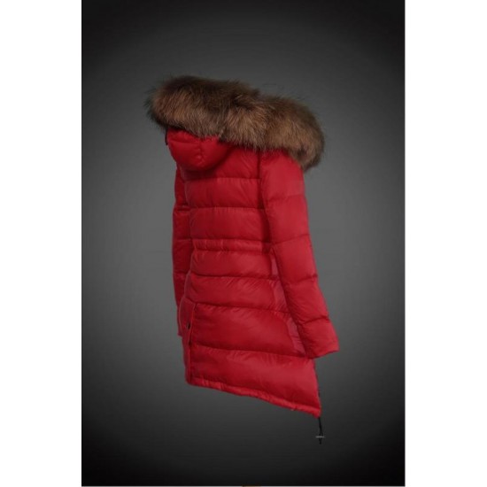 Dam Moncler Vinterjacka with raccoon Jacka Krage Röd