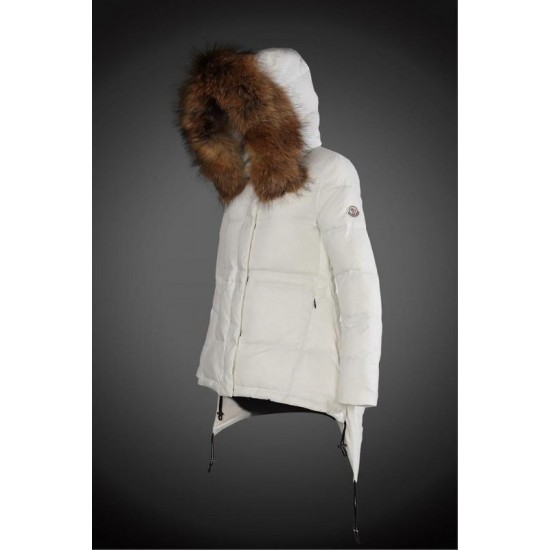 Dam Moncler Vinterjacka with raccoon Jacka Krage Vit