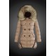 Dam Moncler Dunjacka Länge with raccoon Jacka Krage light tan