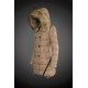 Dam Moncler Dunjacka Länge with raccoon Jacka Krage light tan