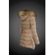 Dam Moncler Dunjacka Länge with raccoon Jacka Krage light tan