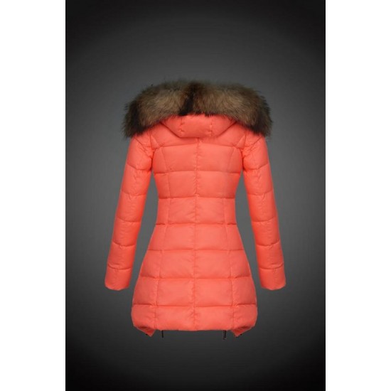 Dam Moncler Dunjacka Länge with raccoon Jacka Krage orange