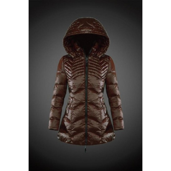 Dam Moncler Vinterjacka Länge with Kepsar Brun